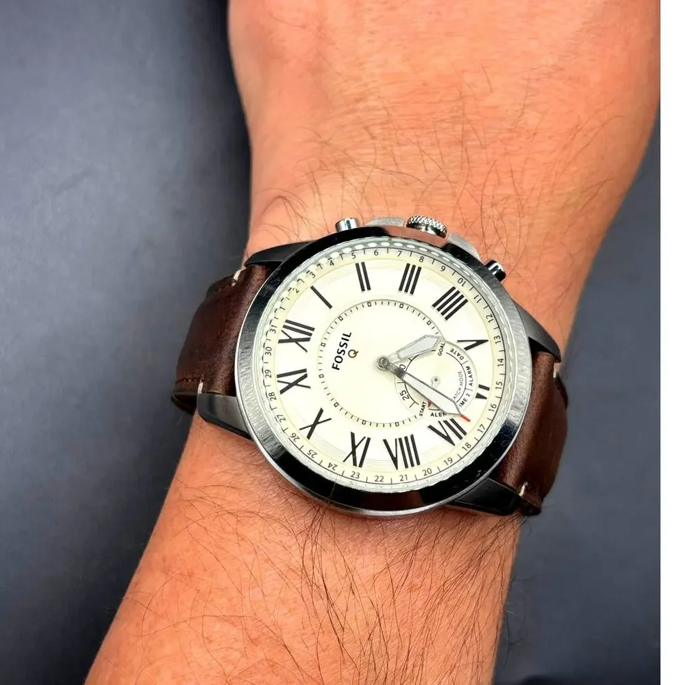 Fossil Q Grant FTW1118 Hybrid Smartwatch Brown Leather 44mm Men’s Watch